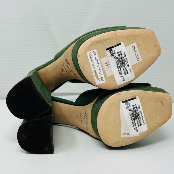 JIMMY CHOO**Green Suede Bethen 115 Platform Sandals**EU 37; US 7**$850 - Picture 8 of 10